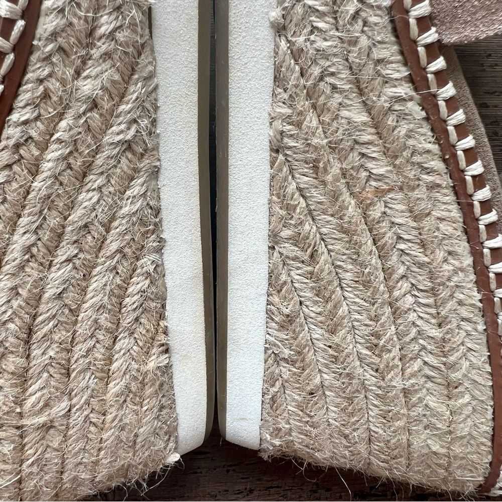 CROWN VINTAGE Daffodil Espadrille Platform Wedge Sandal Heel Tan Suede Size 10 - Picture 12 of 16